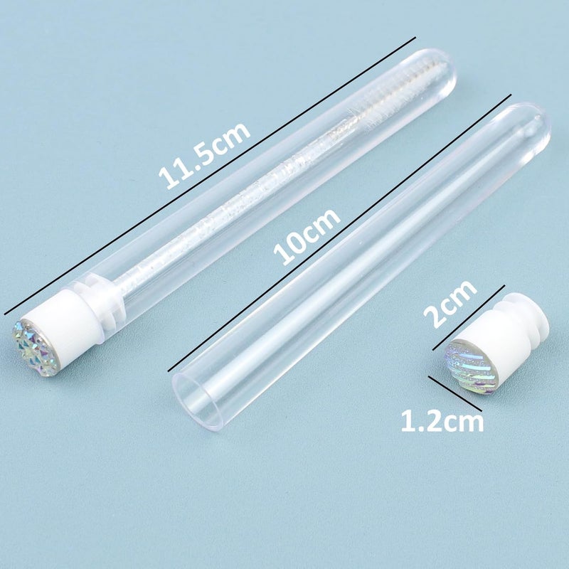 SenRocc 20 Sets Mascara Wand Tube Diamond Eyelash Spoolies Mascara Brushes Lash Brush Makeup Tool Applicator Eyelash Brush Tubes Makeup Brush (4C-Silver) - Image 3